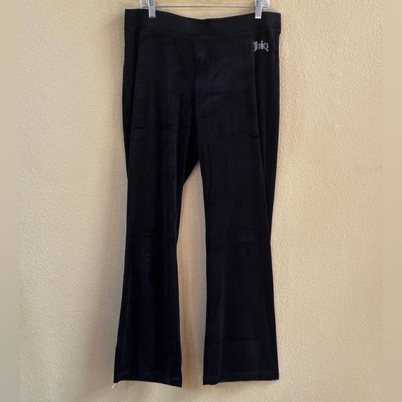 Juicy Couture Black Bling Velour Hoodie & Matching Flare Velour Pants Large EUC! - Picture 9 of 13
